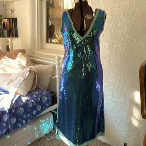 Ultimate mermaid dress silk and blue sequence